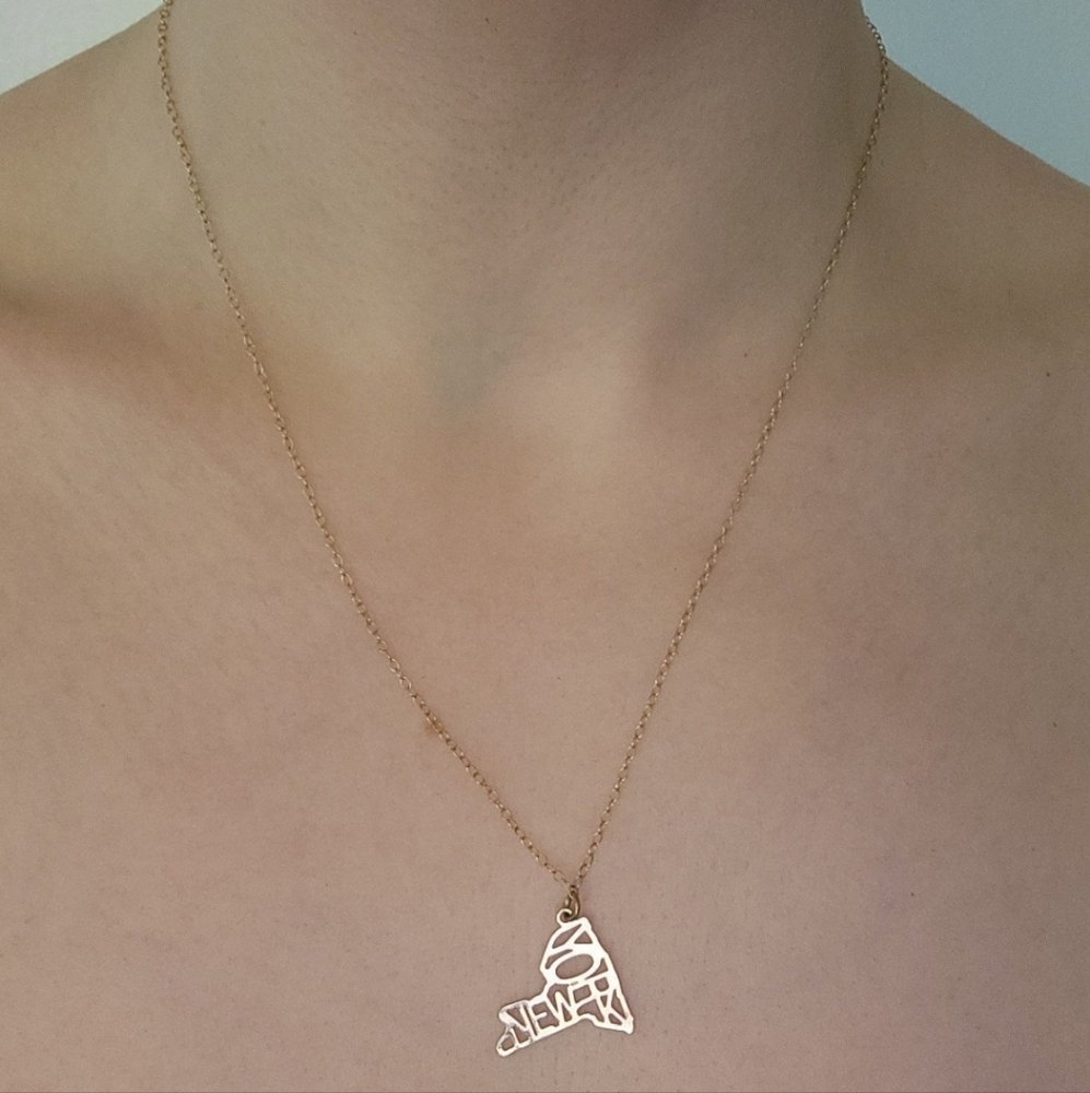 KRIS NATIONS New York State 14k Gold Plated Necklace